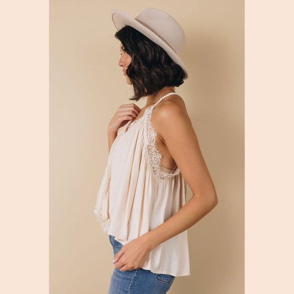 Drape Wrap Camisole Tank Top Beige Cream - Picture 3 of 12